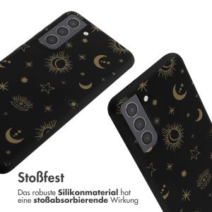 iMoshion Silikonhülle design mit Band für das Samsung Galaxy S21 - Sky Black