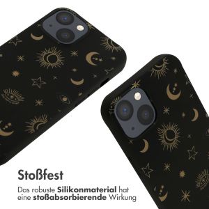 iMoshion Silikonhülle design mit Band für das iPhone 13 - Sky Black