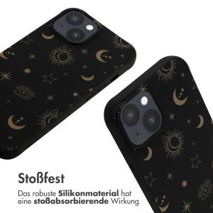 iMoshion Silikonhülle design mit Band für das iPhone 14 - Sky Black