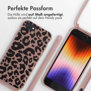 iMoshion Silikonhülle design mit Band für das iPhone SE (2022 / 2020) / 8 / 7 - Animal Pink