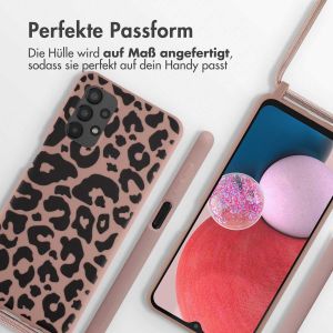 iMoshion Silikonhülle design mit Band für das Samsung Galaxy A13 (4G) - Animal Pink