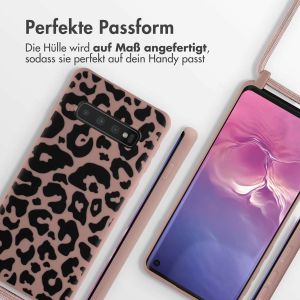 iMoshion Silikonhülle design mit Band für das Samsung Galaxy S10 - Animal Pink