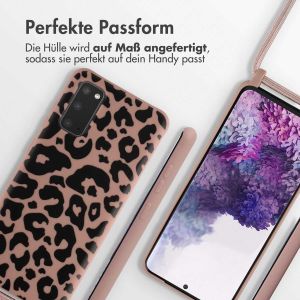 iMoshion Silikonhülle design mit Band für das Samsung Galaxy S20 - Animal Pink