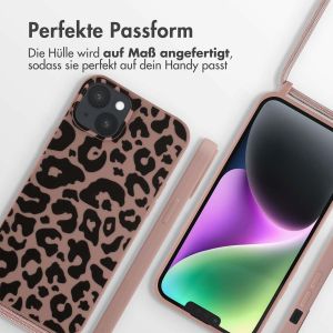 iMoshion Silikonhülle design mit Band für das iPhone 14 Plus - Animal Pink