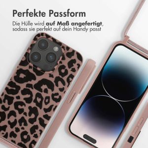 iMoshion Silikonhülle design mit Band für das iPhone 14 Pro - Animal Pink