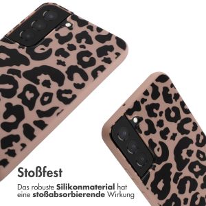 iMoshion Silikonhülle design mit Band für das Samsung Galaxy S22 Plus - Animal Pink