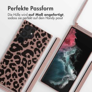 iMoshion Silikonhülle design mit Band für das Samsung Galaxy S22 Ultra - Animal Pink