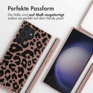 iMoshion Silikonhülle design mit Band für das Samsung Galaxy S23 Ultra - Animal Pink