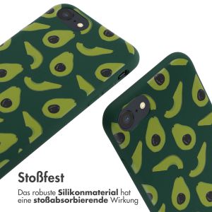 iMoshion Silikonhülle design mit Band für das iPhone SE (2022 / 2020) / 8 / 7 - Avocado Green