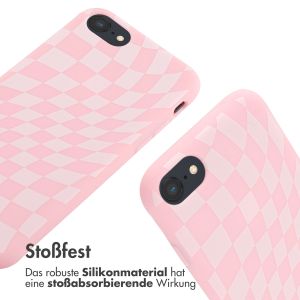 iMoshion Silikonhülle design mit Band für das iPhone SE (2022 / 2020) / 8 / 7 - Retro Pink