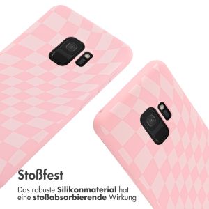 iMoshion Silikonhülle design mit Band für das Samsung Galaxy S9 - Retro Pink