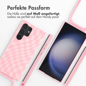 iMoshion Silikonhülle design mit Band für das Samsung Galaxy S23 Ultra - Retro Pink