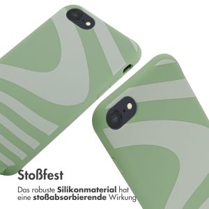 iMoshion Silikonhülle design mit Band für das iPhone SE (2022 / 2020) / 8 / 7 - Retro Green