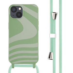 iMoshion Silikonhülle design mit Band für das iPhone 13 - Retro Green