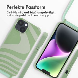 iMoshion Silikonhülle design mit Band für das iPhone 14 - Retro Green