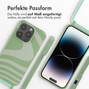iMoshion Silikonhülle design mit Band für das iPhone 14 Pro - Retro Green