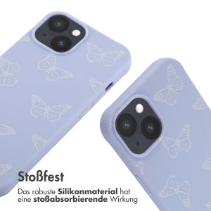 iMoshion Silikonhülle design mit Band für das iPhone 14 - Butterfly
