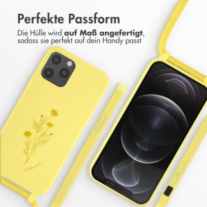 iMoshion Silikonhülle design mit Band für das iPhone 12 (Pro) - Flower Yellow