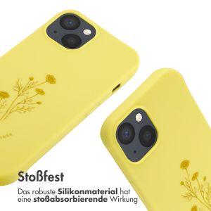 iMoshion Silikonhülle design mit Band für das iPhone 13 - Flower Yellow