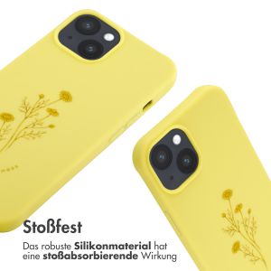 iMoshion Silikonhülle design mit Band für das iPhone 14 - Flower Yellow