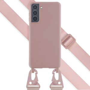 Selencia Silikonhülle mit abnehmbarem Band für das Samsung Galaxy S21 - Sand Pink