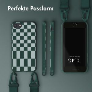 Selencia Silikonhülle design mit abnehmbarem Band für das iPhone SE (2022 / 2020) / 8 / 7 - Irregular Check Green