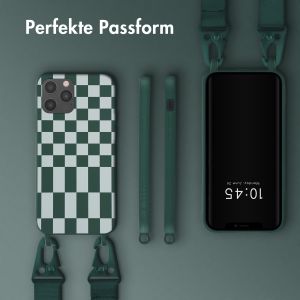 Selencia Silikonhülle design mit abnehmbarem Band für das iPhone 12 (Pro) - Irregular Check Green