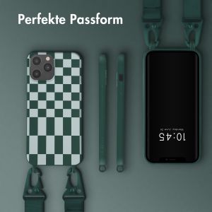 Selencia Silikonhülle design mit abnehmbarem Band für das iPhone 12 Pro Max - Irregular Check Green