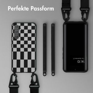 Selencia Silikonhülle design mit abnehmbarem Band für das Samsung Galaxy A54 (5G) - Irregular Check Black
