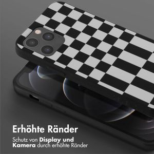 Selencia Silikonhülle design mit abnehmbarem Band für das iPhone 12 (Pro) - Irregular Check Black