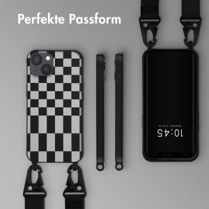 Selencia Silikonhülle design mit abnehmbarem Band für das iPhone 13 - Irregular Check Black