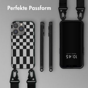 Selencia Silikonhülle design mit abnehmbarem Band für das iPhone 13 Pro - Irregular Check Black