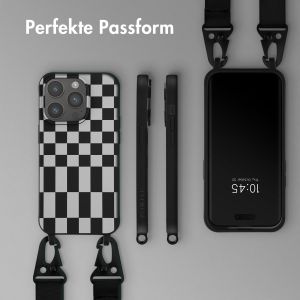 Selencia Silikonhülle design mit abnehmbarem Band für das iPhone 14 Pro - Irregular Check Black