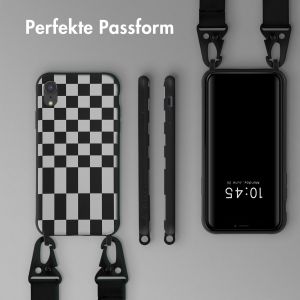 Selencia Silikonhülle design mit abnehmbarem Band für das iPhone Xr - Irregular Check Black