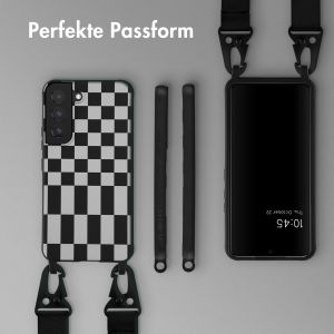 Selencia Silikonhülle design mit abnehmbarem Band für das Samsung Galaxy S22 - Irregular Check Black