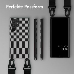 Selencia Silikonhülle design mit abnehmbarem Band für das Samsung Galaxy S22 Ultra - Irregular Check Black