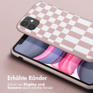 Selencia Silikonhülle design mit abnehmbarem Band für das iPhone 11 - Irregular Check Sand Pink