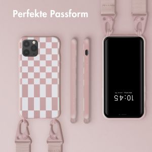 Selencia Silikonhülle design mit abnehmbarem Band für das iPhone 11 Pro - Irregular Check Sand Pink