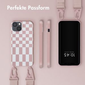 Selencia Silikonhülle design mit abnehmbarem Band für das iPhone 13 - Irregular Check Sand Pink