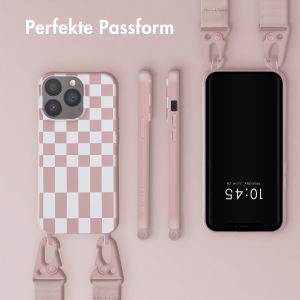 Selencia Silikonhülle design mit abnehmbarem Band für das iPhone 13 Pro - Irregular Check Sand Pink