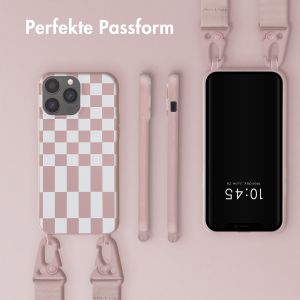 Selencia Silikonhülle design mit abnehmbarem Band für das iPhone 13 Pro Max - Irregular Check Sand Pink