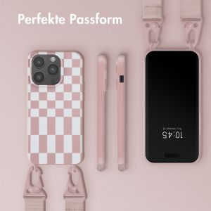 Selencia Silikonhülle design mit abnehmbarem Band für das iPhone 14 Pro - Irregular Check Sand Pink