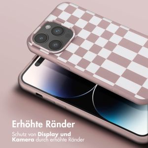 Selencia Silikonhülle design mit abnehmbarem Band für das iPhone 14 Pro Max - Irregular Check Sand Pink
