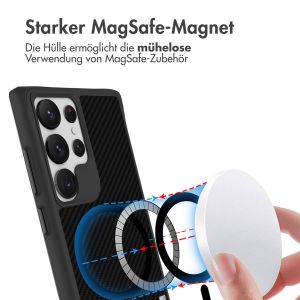 iMoshion Rugged Hybrid Carbon Case mit MagSafe für das Samsung Galaxy S23 Ultra - Schwarz