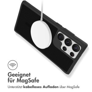 iMoshion Rugged Hybrid Carbon Case mit MagSafe für das Samsung Galaxy S23 Ultra - Schwarz