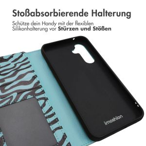 iMoshion ﻿Design Klapphülle für das Samsung Galaxy A54 (5G) - Black Blue Stripes