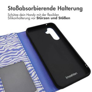 iMoshion ﻿Design Klapphülle für das Samsung Galaxy A54 (5G) - White Blue Stripes