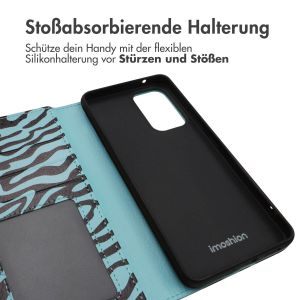 iMoshion ﻿Design Klapphülle für das Samsung Galaxy A53 - Black Blue Stripes