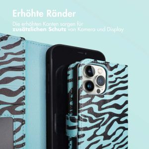 iMoshion ﻿Design Klapphülle für das iPhone 12 (Pro) - Black Blue Stripes