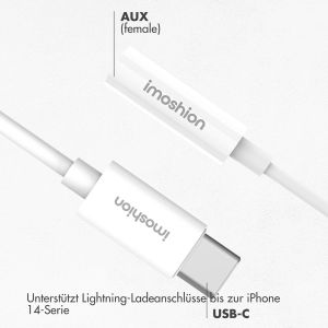 iMoshion AUX-Adapter – USB-C auf 3,5 mm/Audio-Klinkenadapter – USB-C Stecker auf AUX-Buchse – Weiß